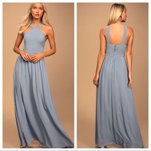 Lulus Air of Romance Light Blue Maxi Dress XS